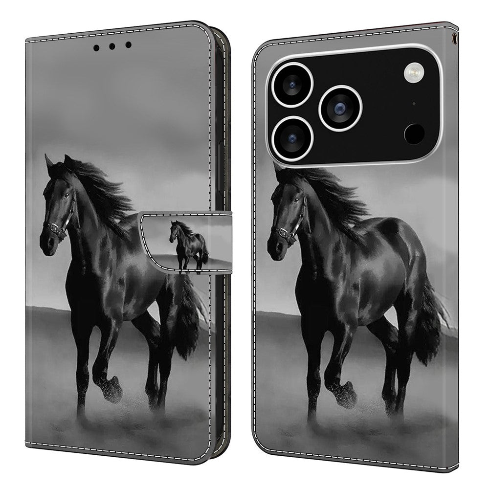 For iPhone 18 Pro / 17 Pro Case Magnetic Clasp 3D Pattern Leather Wallet Phone Cover