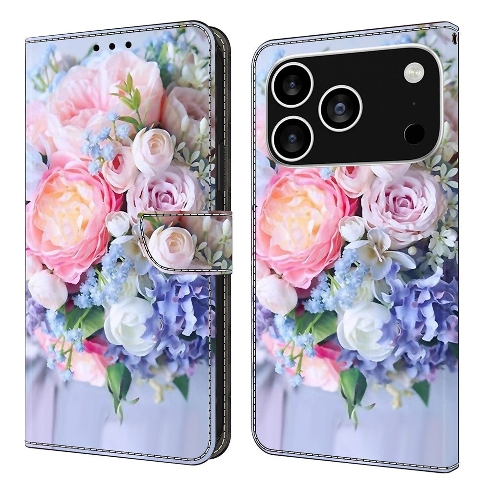 For iPhone 18 Pro / 17 Pro Case Magnetic Clasp 3D Pattern Leather Wallet Phone Cover