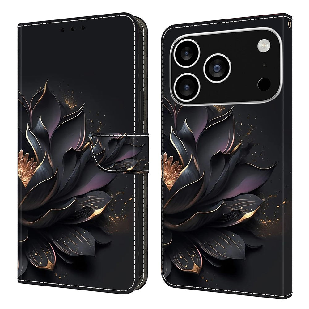 For iPhone 18 Pro Max / 17 Pro Max Case Magnetic Clasp 3D Pattern Leather Wallet Phone Cover