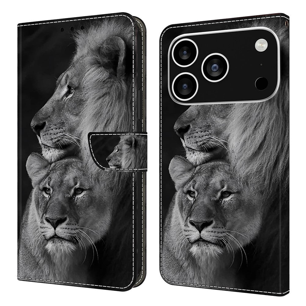 For iPhone 18 Pro Max / 17 Pro Max Case Magnetic Clasp 3D Pattern Leather Wallet Phone Cover