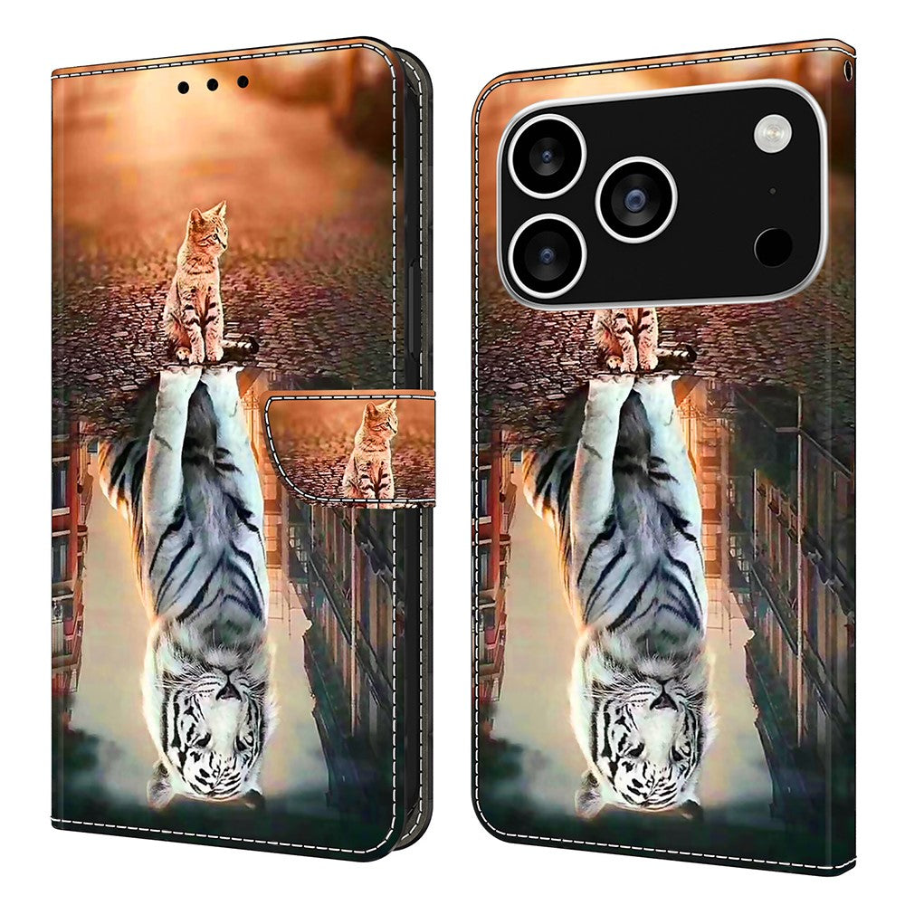 For iPhone 18 Pro Max / 17 Pro Max Case Magnetic Clasp 3D Pattern Leather Wallet Phone Cover