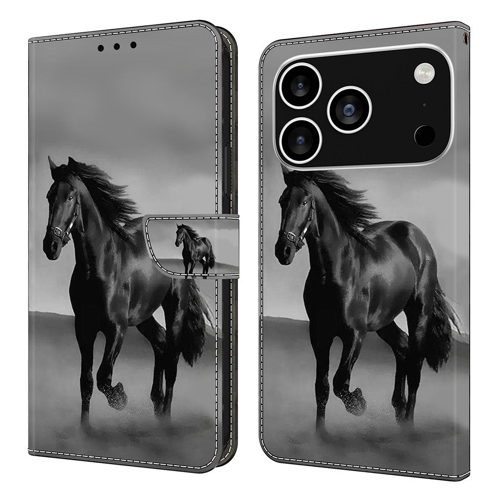 For iPhone 18 Pro Max / 17 Pro Max Case Magnetic Clasp 3D Pattern Leather Wallet Phone Cover