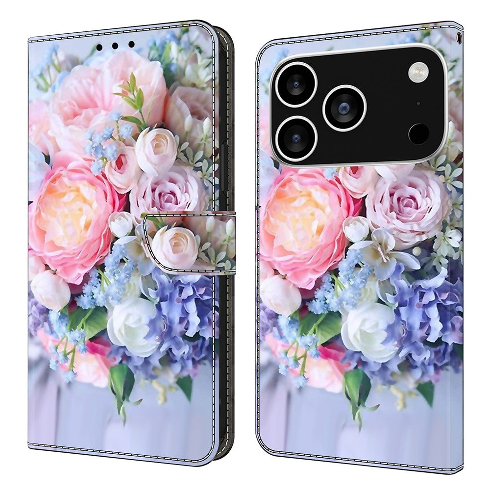 For iPhone 18 Pro Max / 17 Pro Max Case Magnetic Clasp 3D Pattern Leather Wallet Phone Cover