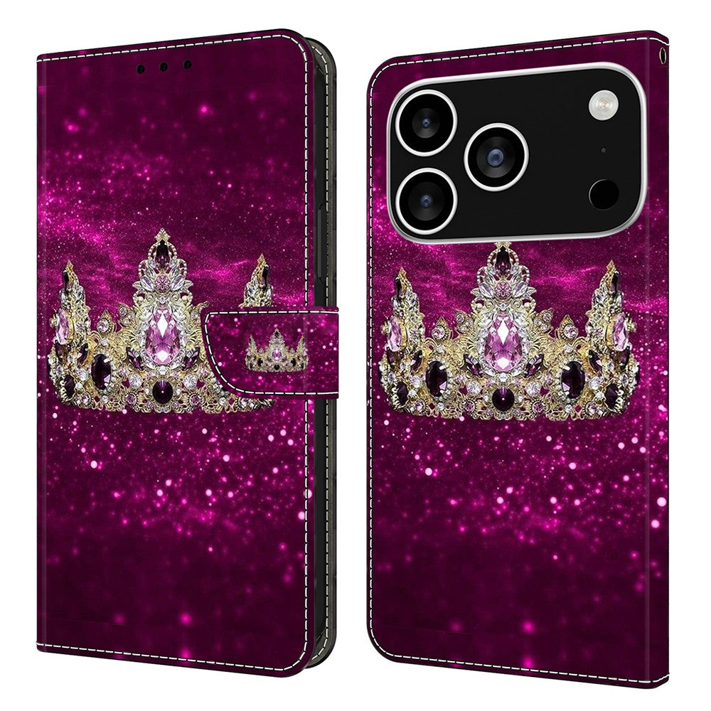 For iPhone 18 Pro / 17 Pro Case Wallet Stand Pattern Printing PU Leather Flip Phone Cover