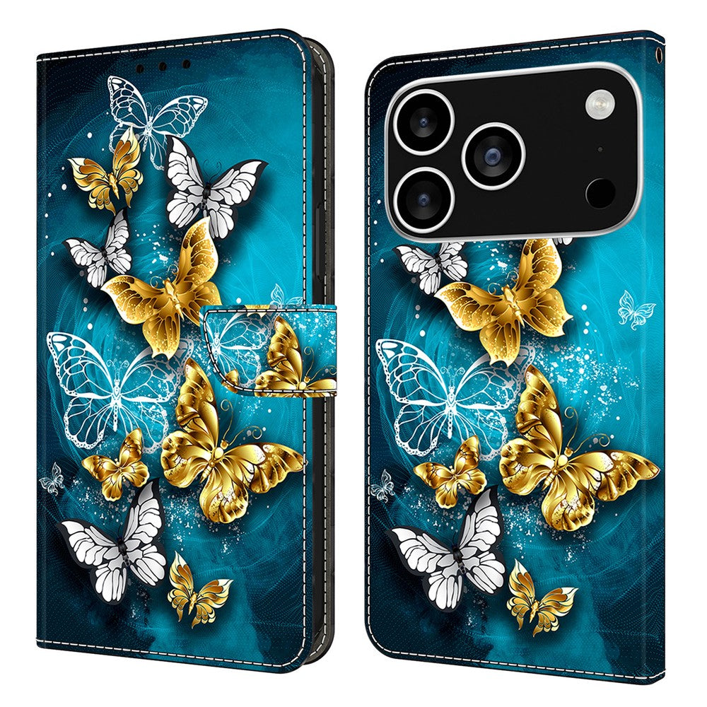 For iPhone 18 Pro / 17 Pro Case Wallet Stand Pattern Printing PU Leather Flip Phone Cover