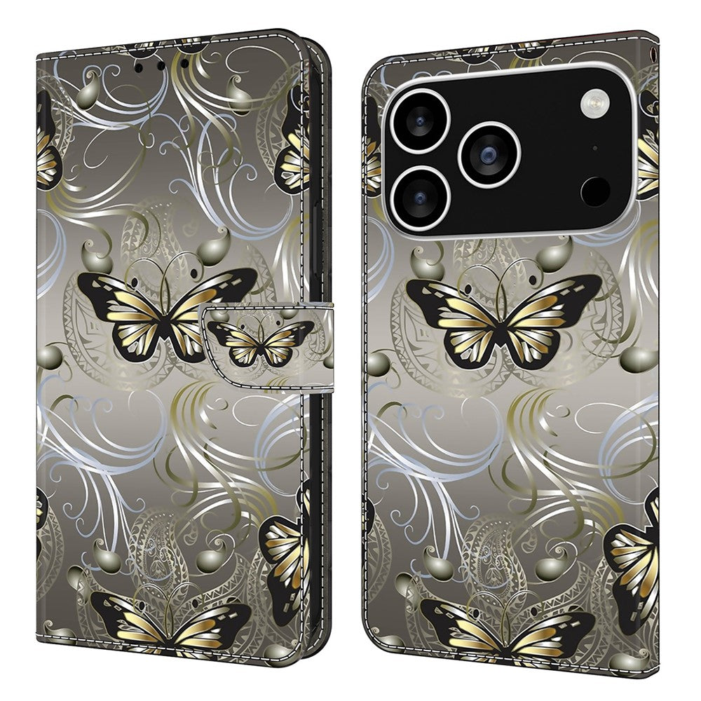 For iPhone 18 Pro / 17 Pro Case Wallet Stand Pattern Printing PU Leather Flip Phone Cover