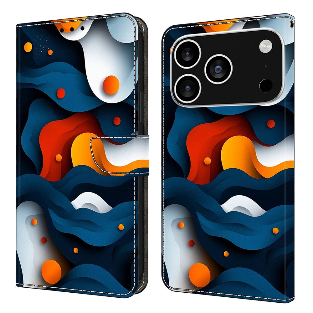 For iPhone 18 Pro / 17 Pro Case Wallet Stand Pattern Printing PU Leather Flip Phone Cover