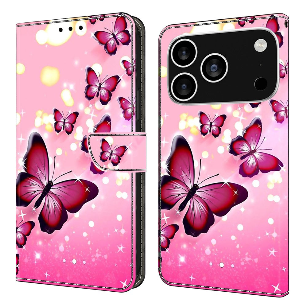 For iPhone 18 Pro / 17 Pro Case Wallet Stand Pattern Printing PU Leather Flip Phone Cover