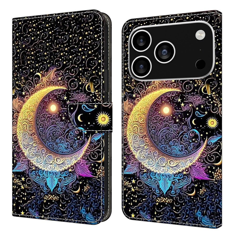 For iPhone 18 Pro / 17 Pro Case Wallet Stand Pattern Printing PU Leather Flip Phone Cover