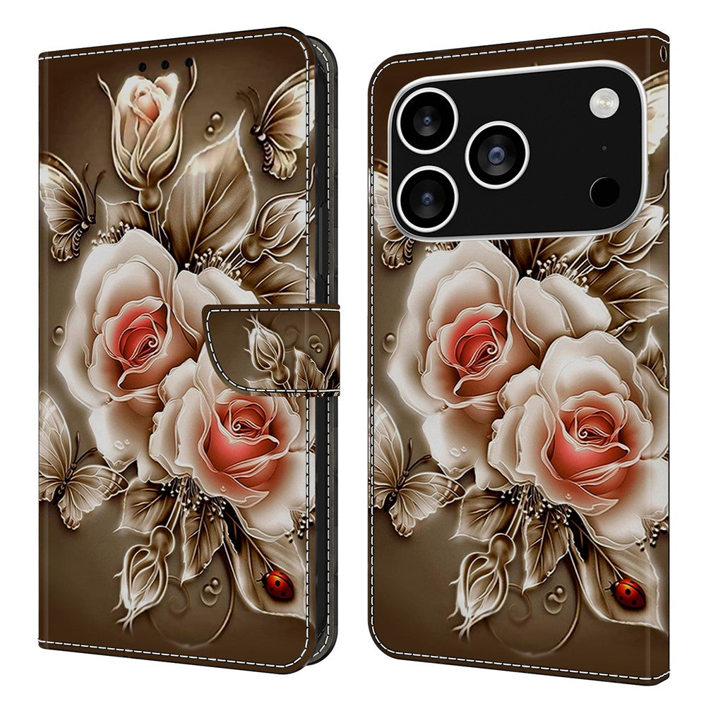 For iPhone 18 Pro Max / 17 Pro Max Case Wallet Stand Pattern Printing PU Leather Flip Phone Cover