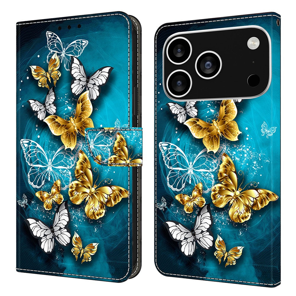 For iPhone 18 Pro Max / 17 Pro Max Case Wallet Stand Pattern Printing PU Leather Flip Phone Cover