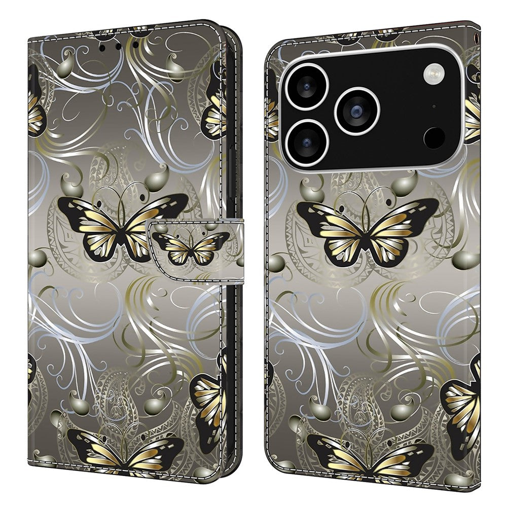For iPhone 18 Pro Max / 17 Pro Max Case Wallet Stand Pattern Printing PU Leather Flip Phone Cover