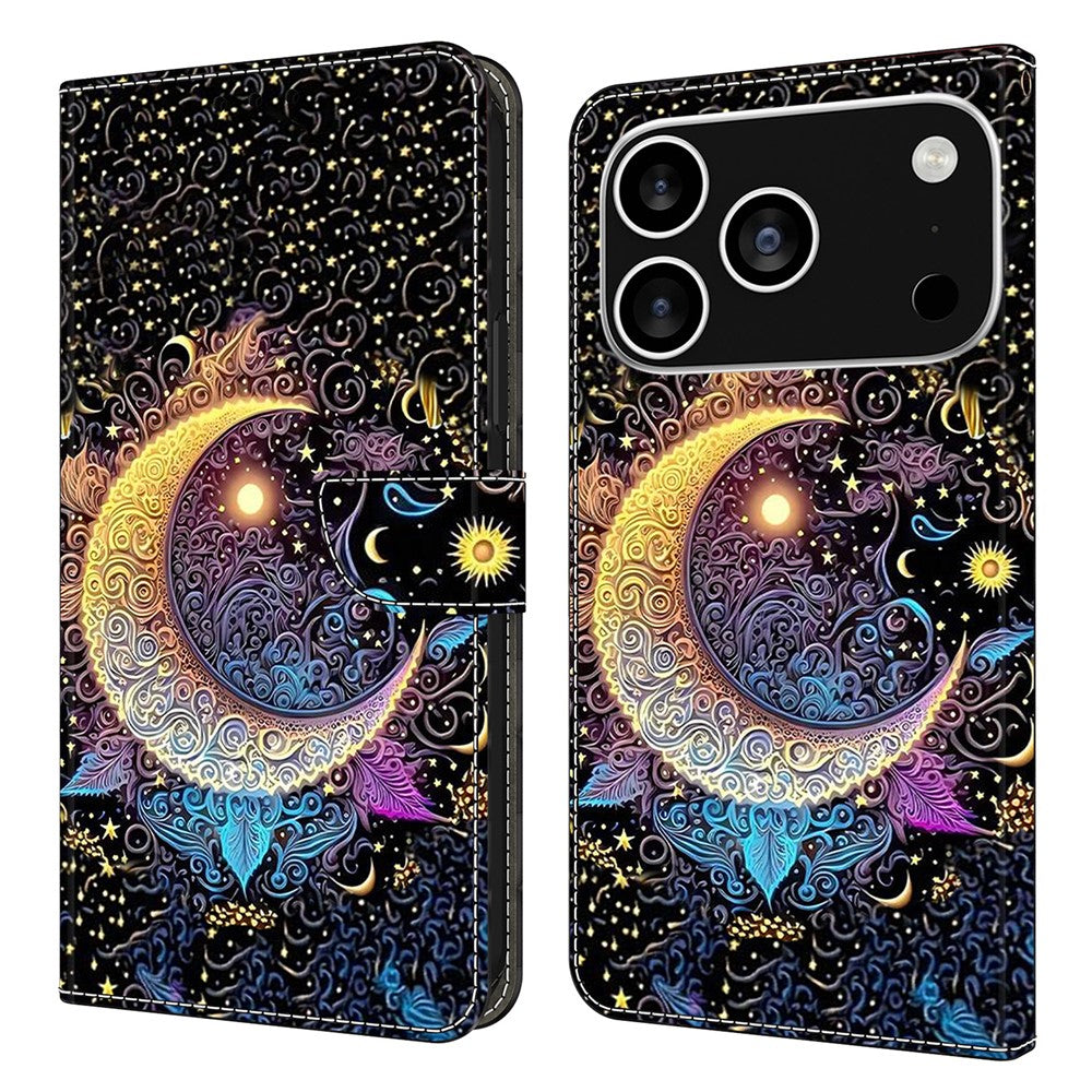 For iPhone 18 Pro Max / 17 Pro Max Case Wallet Stand Pattern Printing PU Leather Flip Phone Cover