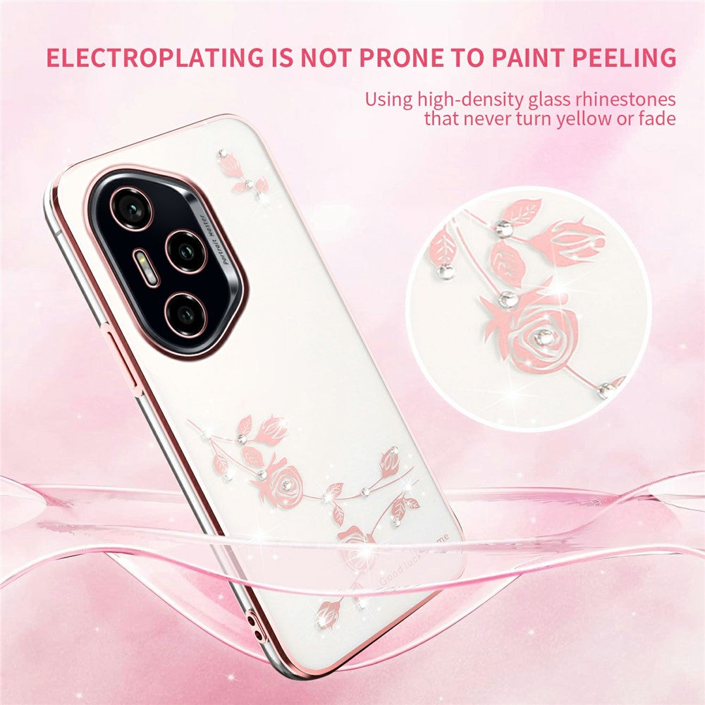 KADEM For Honor 400 Pro 5G (Global) Case Flower Rhinestone Decor TPU Phone Cover