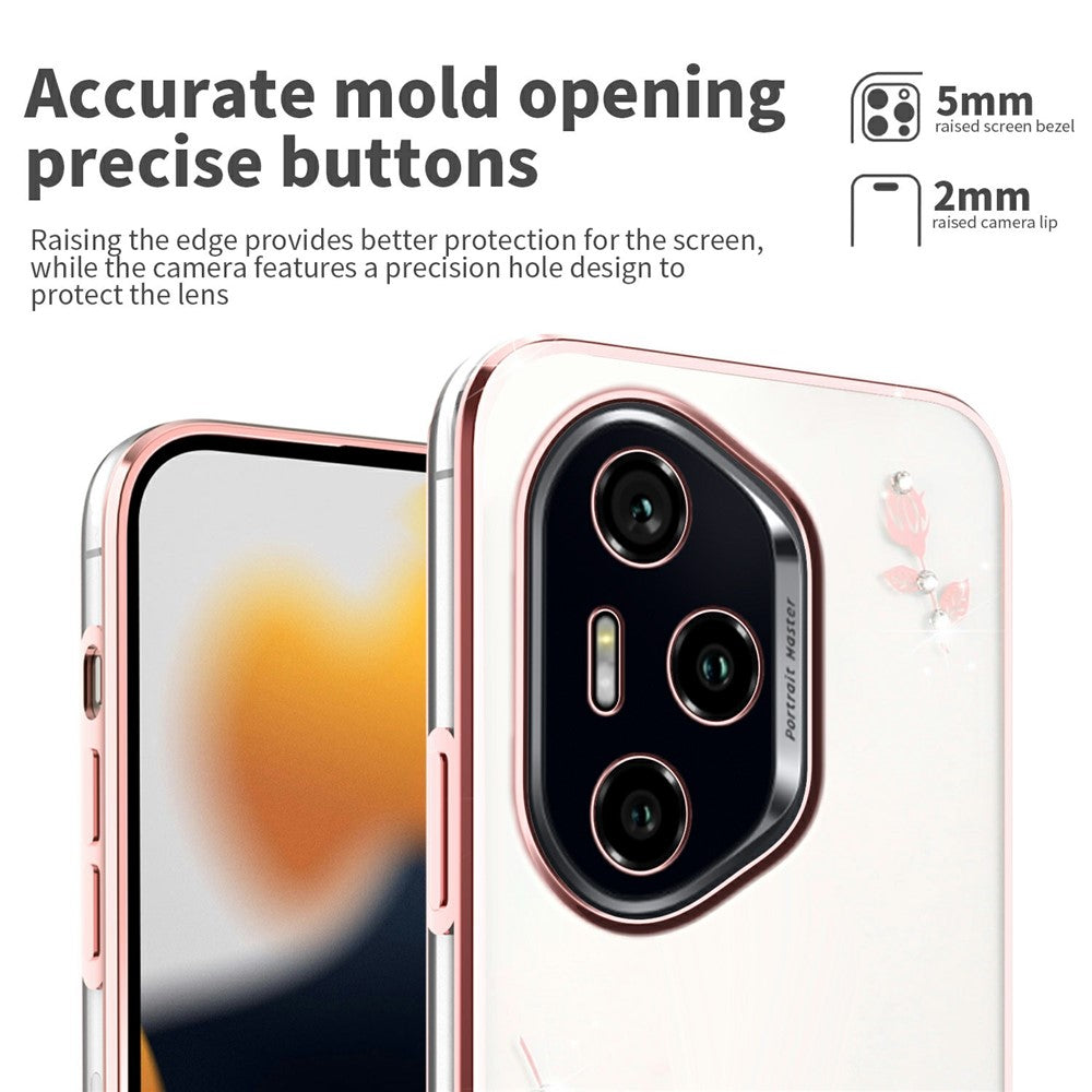 KADEM For Honor 400 Pro 5G (Global) Case Flower Rhinestone Decor TPU Phone Cover