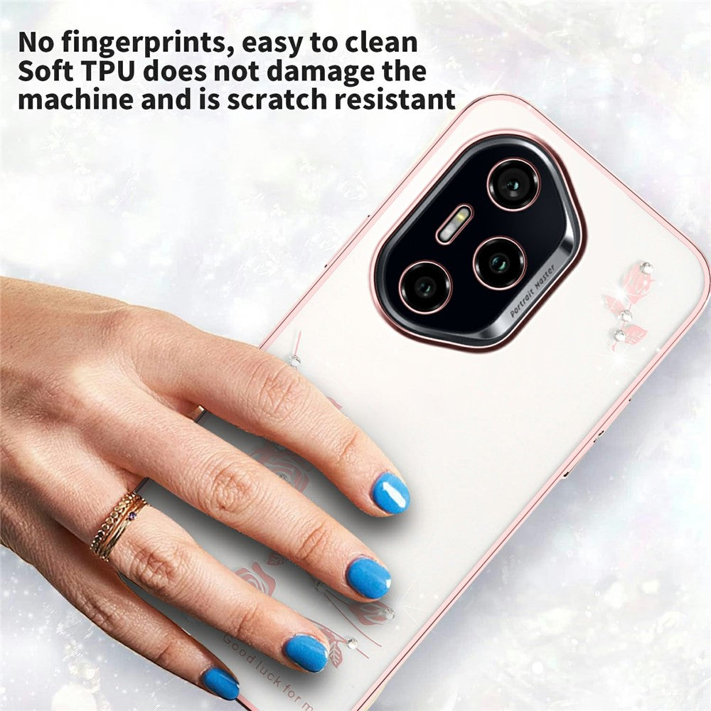 KADEM For Honor 400 Pro 5G (Global) Case Flower Rhinestone Decor TPU Phone Cover