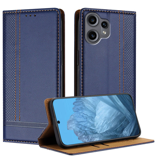 For Nothing CMF Phone 2 Pro Case L-Shaped Grid Pattern Leather Stand Phone Cover with Card Slots
