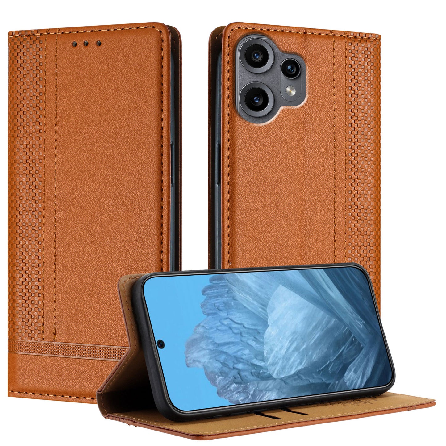 For Nothing CMF Phone 2 Pro Case L-Shaped Grid Pattern Leather Stand Phone Cover with Card Slots