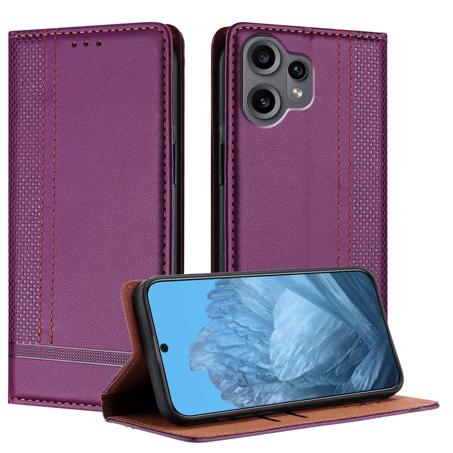 For Nothing CMF Phone 2 Pro Case L-Shaped Grid Pattern Leather Stand Phone Cover with Card Slots
