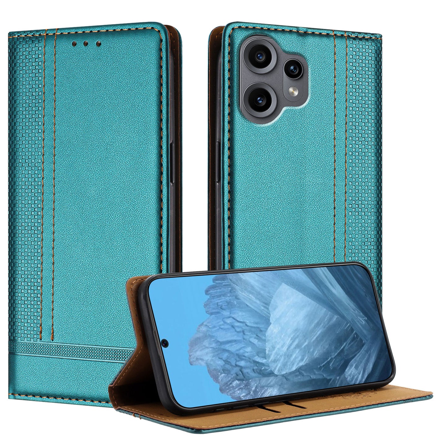 For Nothing CMF Phone 2 Pro Case L-Shaped Grid Pattern Leather Stand Phone Cover with Card Slots