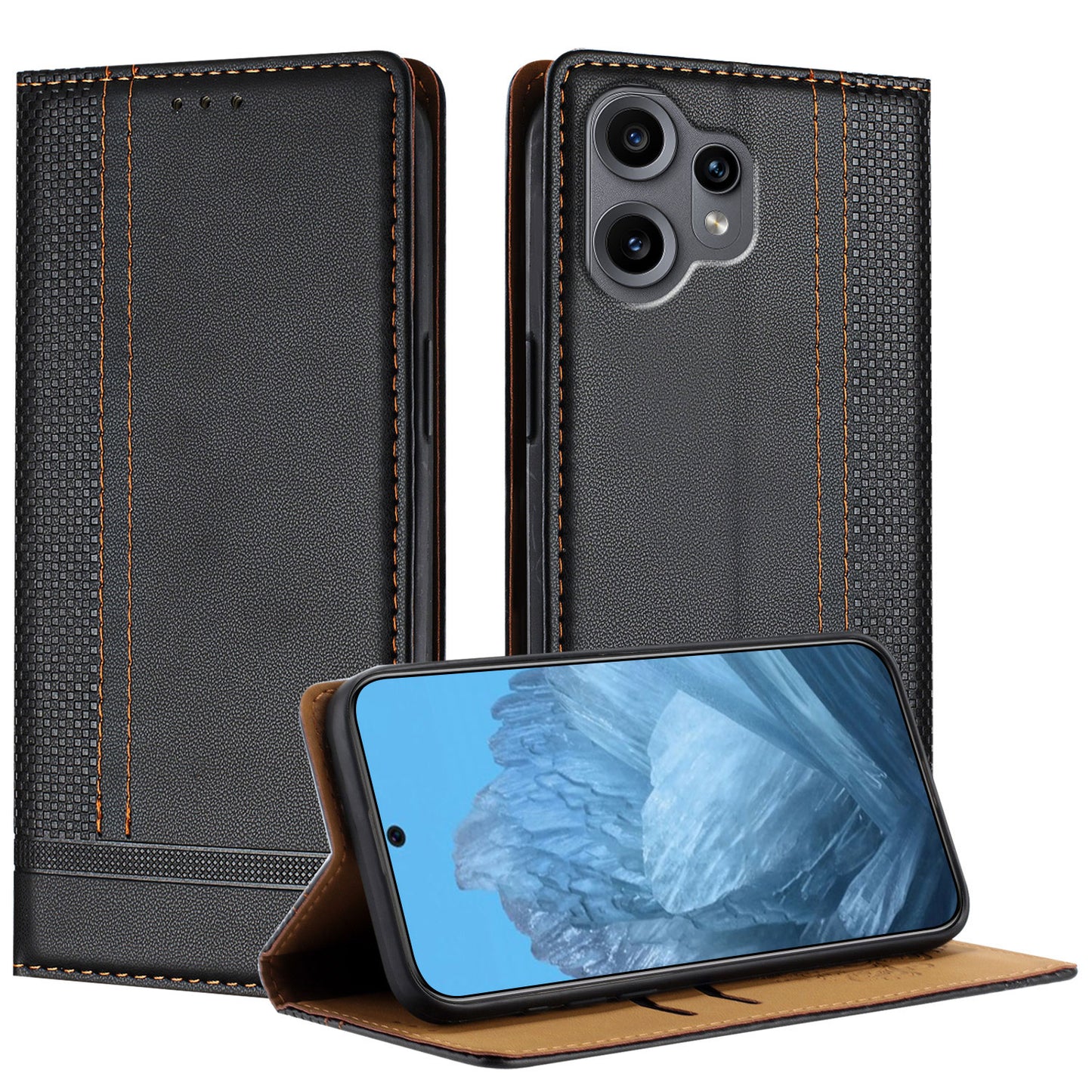 For Nothing CMF Phone 2 Pro Case L-Shaped Grid Pattern Leather Stand Phone Cover with Card Slots