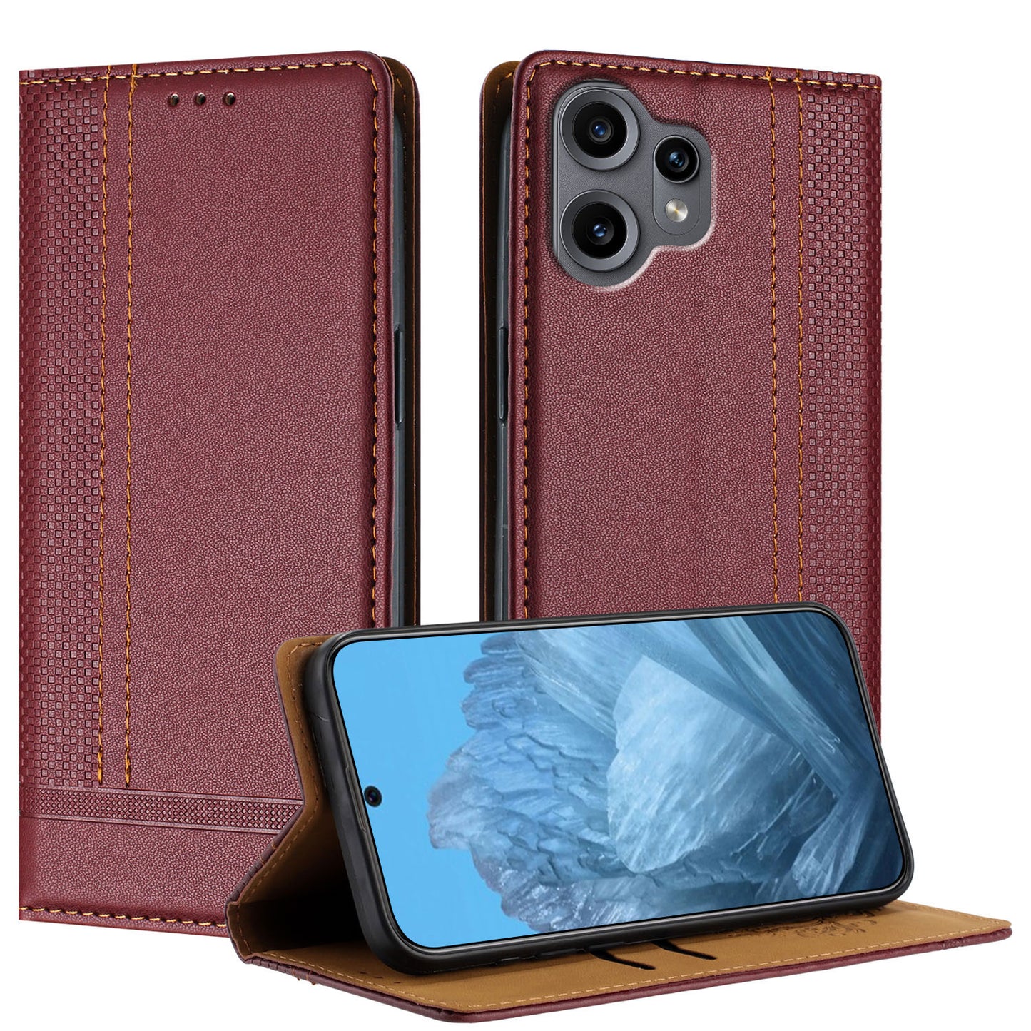 For Nothing CMF Phone 2 Pro Case L-Shaped Grid Pattern Leather Stand Phone Cover with Card Slots