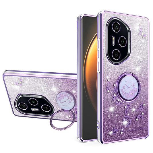 Honor 400 Pro 5G (Global) Handyhülle – KADEM Ring Ständer TPU Blumen Farbverlauf Glitzer