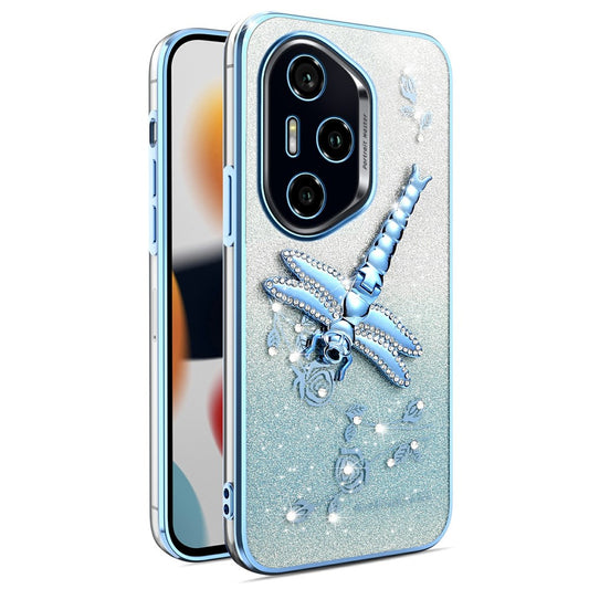Honor 400 Pro 5G (Global) Handyhülle – KADEM Libelle Ständer TPU Blumen Glitzer