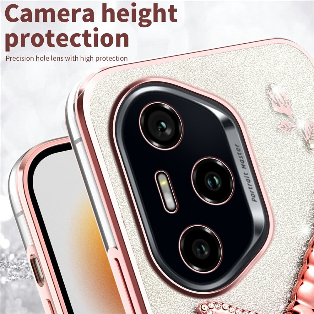KADEM For Honor 400 Pro 5G (Global) Case Dragonfly Kickstand TPU Flowers Glitter Phone Cover
