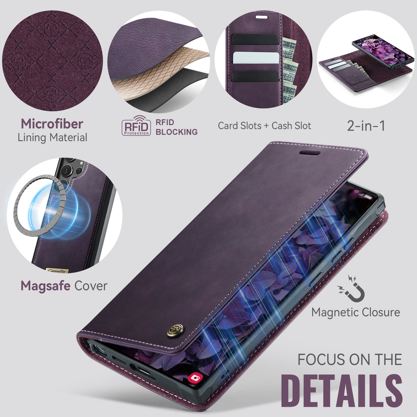 Galaxy S24 Ultra Wallet-Hülle – Kompatibel mit MagSafe mit RFID-Blockierung
