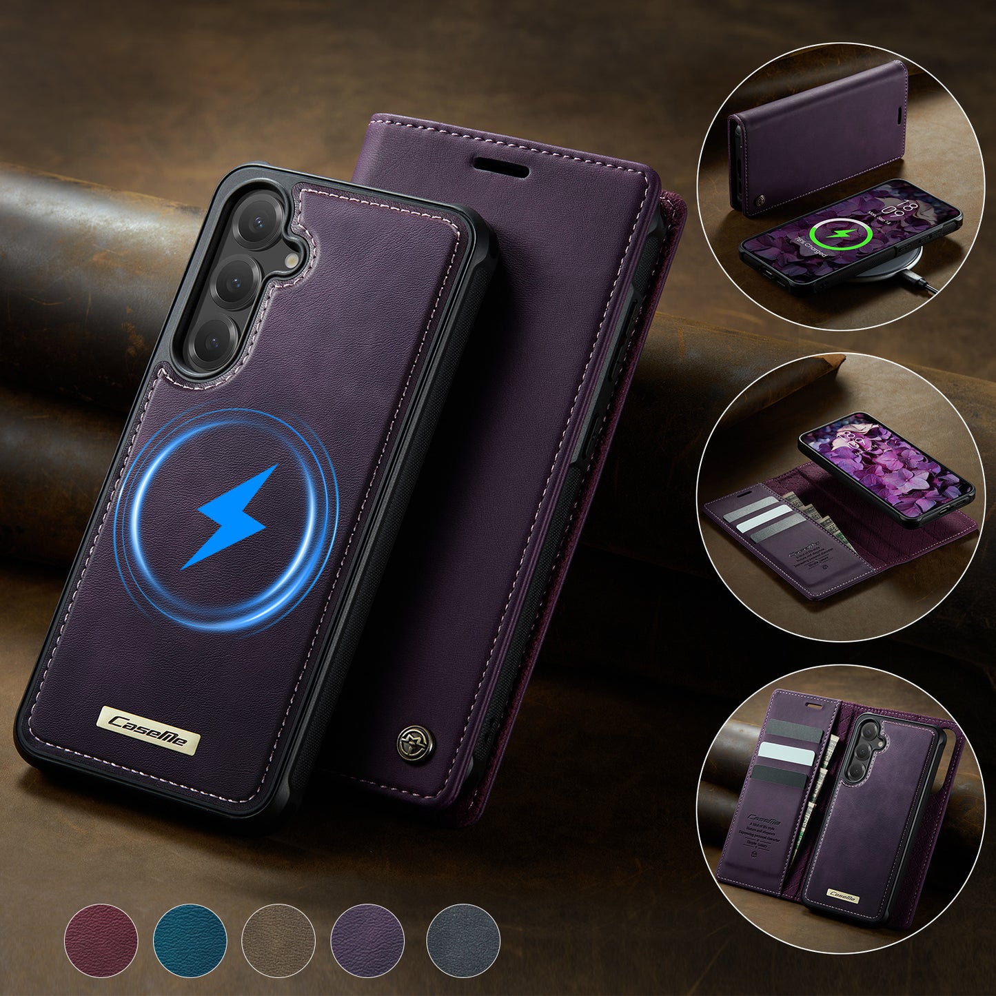 Galaxy S25 Plus / S24 Plus Wallet-Hülle – Kompatibel mit MagSafe mit RFID-Blockierung