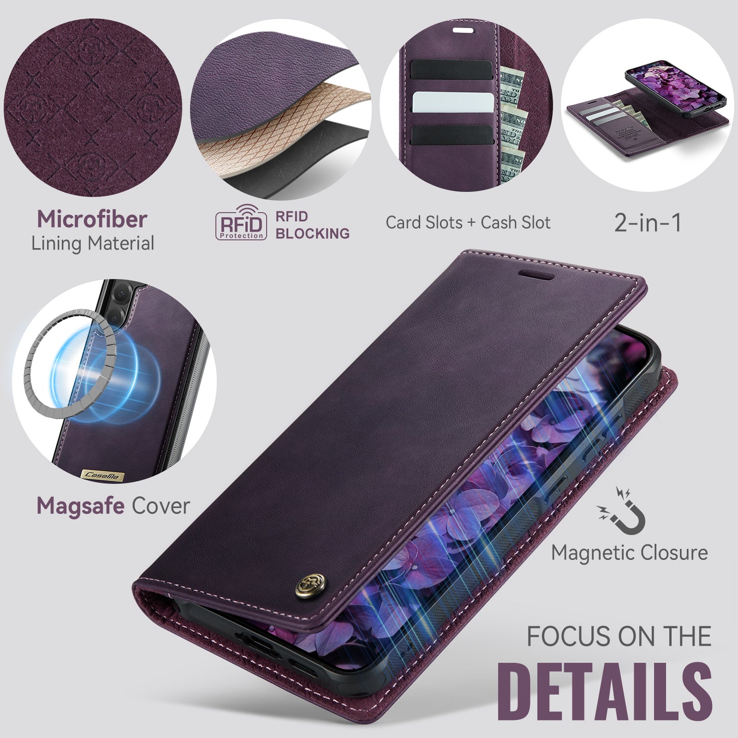 Galaxy S25 Plus / S24 Plus Wallet-Hülle – Kompatibel mit MagSafe mit RFID-Blockierung