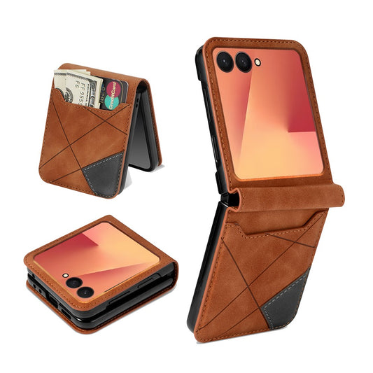 Galaxy Z Flip7 5G – Handyhülle aus PC und PU-Leder, mit Kartenfach