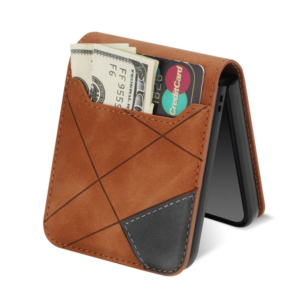 For Samsung Galaxy Z Flip7 5G Case Card Holder Color Splicing PU Leather + PC Phone Cover