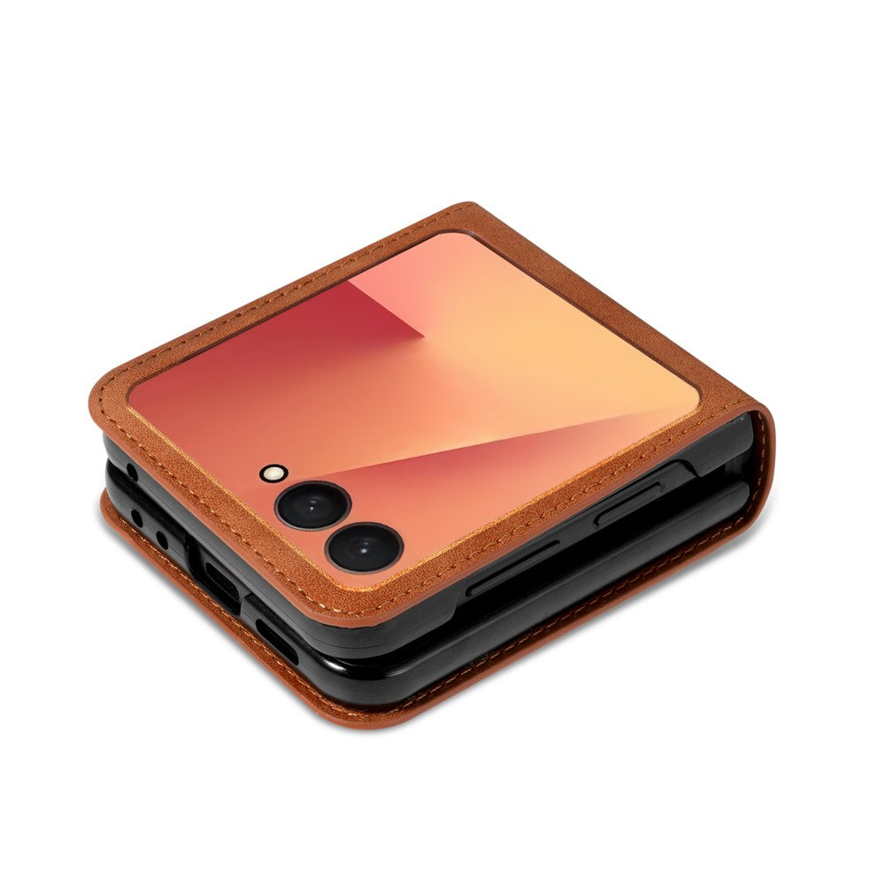 For Samsung Galaxy Z Flip7 5G Case Card Holder Color Splicing PU Leather + PC Phone Cover