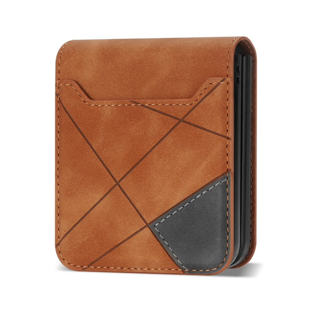 For Samsung Galaxy Z Flip7 5G Case Card Holder Color Splicing PU Leather + PC Phone Cover