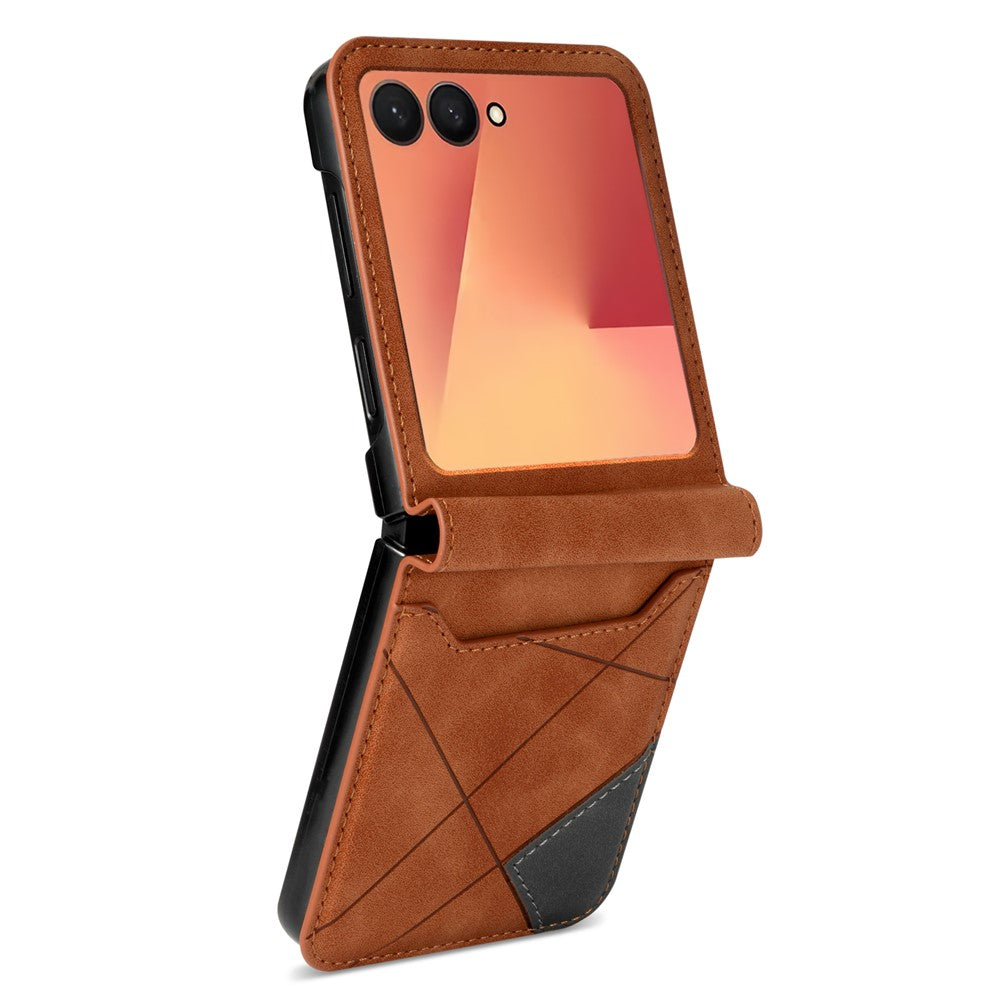 For Samsung Galaxy Z Flip7 5G Case Card Holder Color Splicing PU Leather + PC Phone Cover