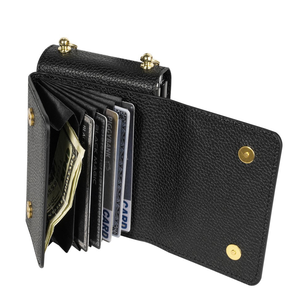For Samsung Galaxy Z Flip7 5G Case Card Slots PU + PC Phone Cover with Long Strap
