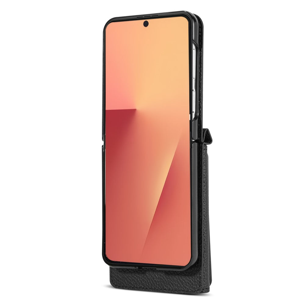 For Samsung Galaxy Z Flip7 5G Case Card Slots PU + PC Phone Cover with Long Strap