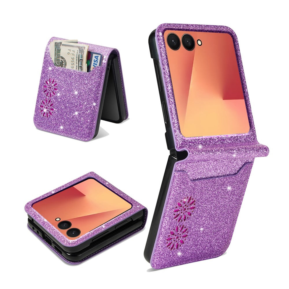 For Samsung Galaxy Z Flip7 5G Case Card Holder Starry Sky Carving PU Leather + PC Phone Cover