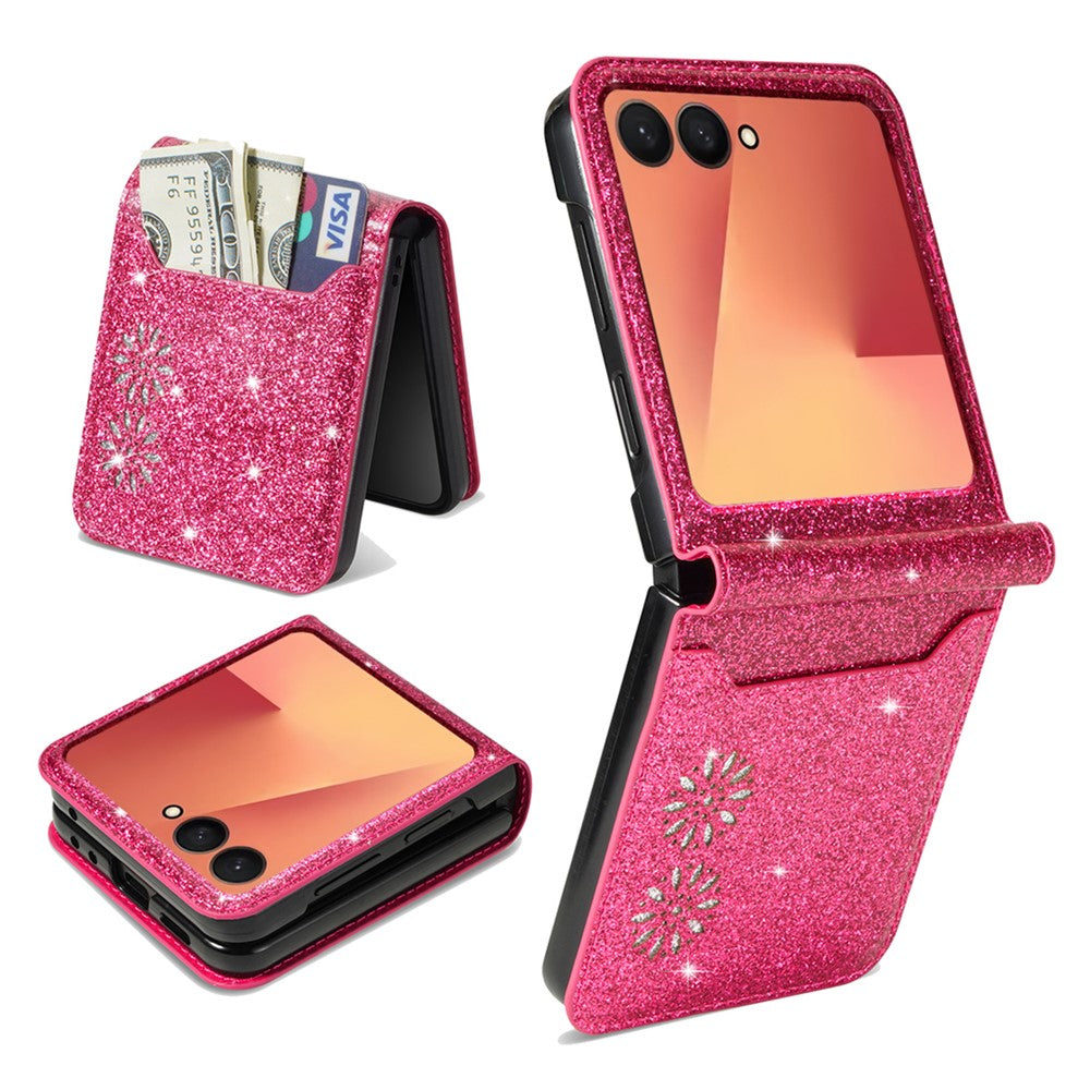 For Samsung Galaxy Z Flip7 5G Case Card Holder Starry Sky Carving PU Leather + PC Phone Cover