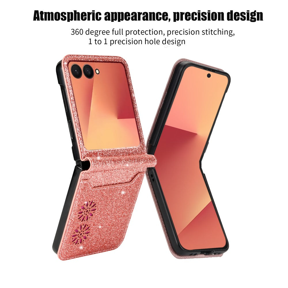 For Samsung Galaxy Z Flip7 5G Case Card Holder Starry Sky Carving PU Leather + PC Phone Cover