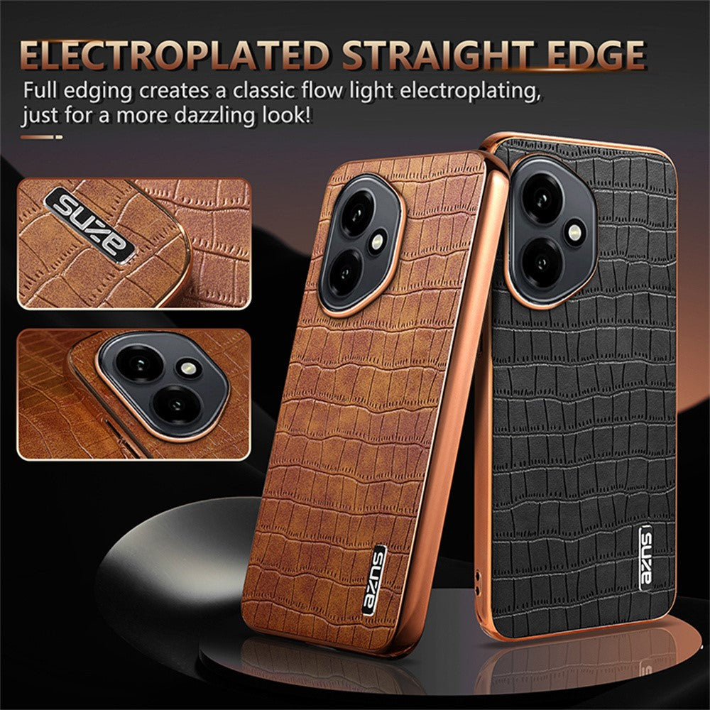 AZNS For Honor 400 5G (Global) Case Electroplating Crocodile Texture PU + TPU Phone Cover