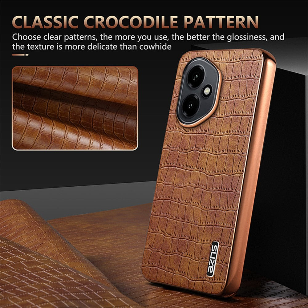 AZNS For Honor 400 5G (Global) Case Electroplating Crocodile Texture PU + TPU Phone Cover