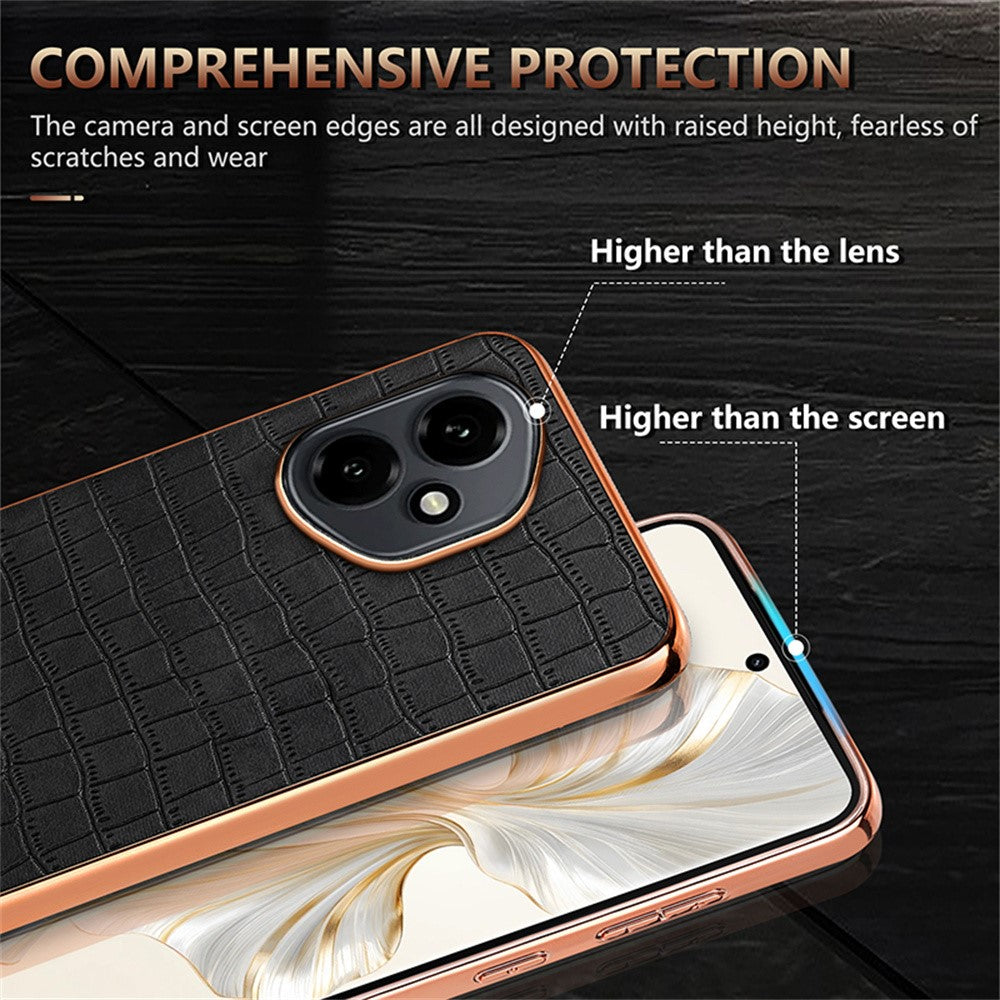 AZNS For Honor 400 5G (Global) Case Electroplating Crocodile Texture PU + TPU Phone Cover