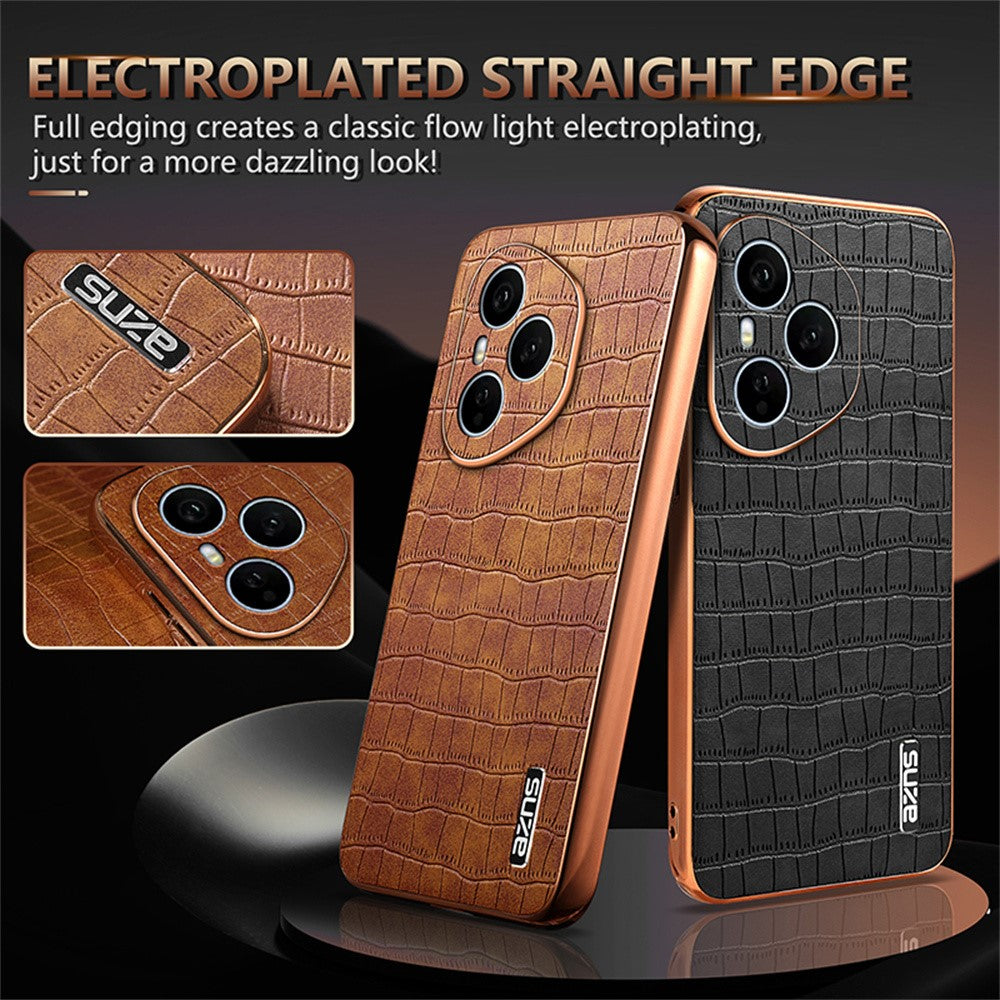 AZNS For Honor 400 Pro 5G (Global) Case Electroplating Crocodile Texture PU + TPU Phone Cover