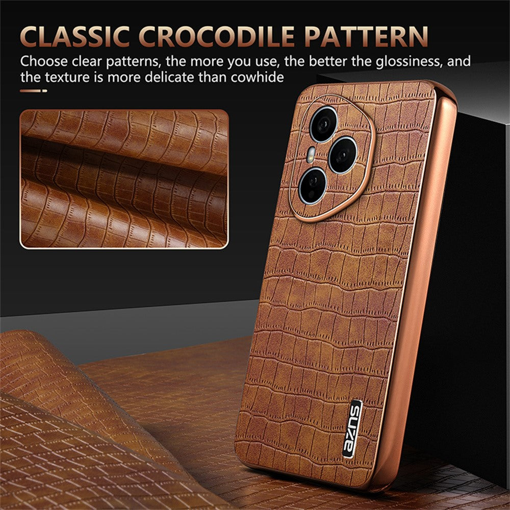 AZNS For Honor 400 Pro 5G (Global) Case Electroplating Crocodile Texture PU + TPU Phone Cover