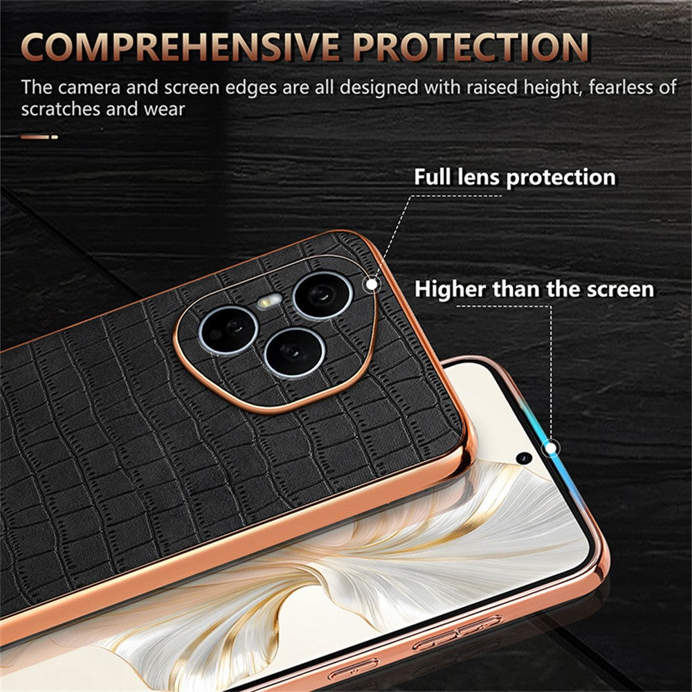 AZNS For Honor 400 Pro 5G (Global) Case Electroplating Crocodile Texture PU + TPU Phone Cover