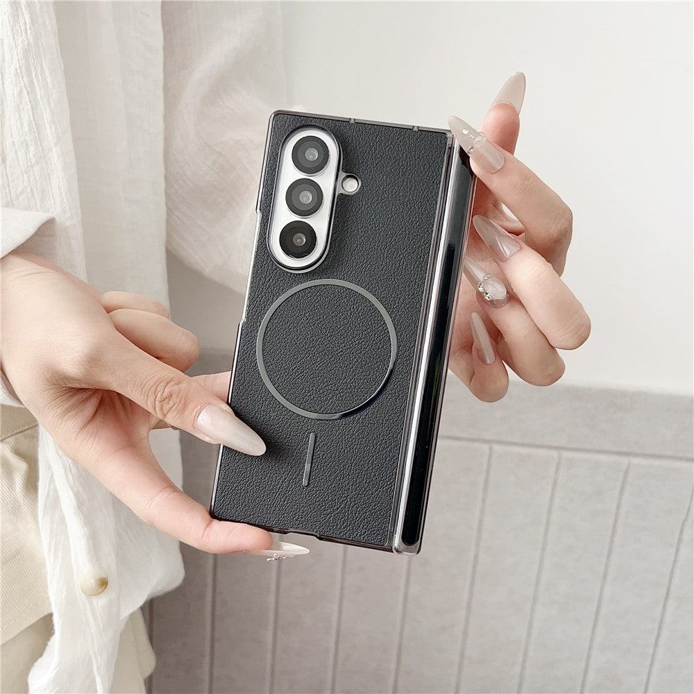 For Samsung Galaxy Z Fold7 5G Phone Magnetic Case Leather + PC Protective Cover