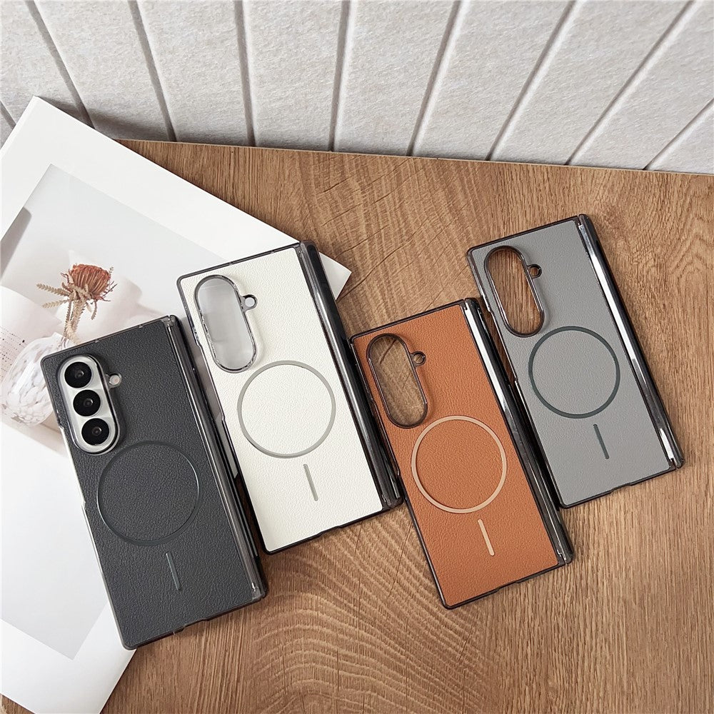 For Samsung Galaxy Z Fold7 5G Phone Magnetic Case Leather + PC Protective Cover